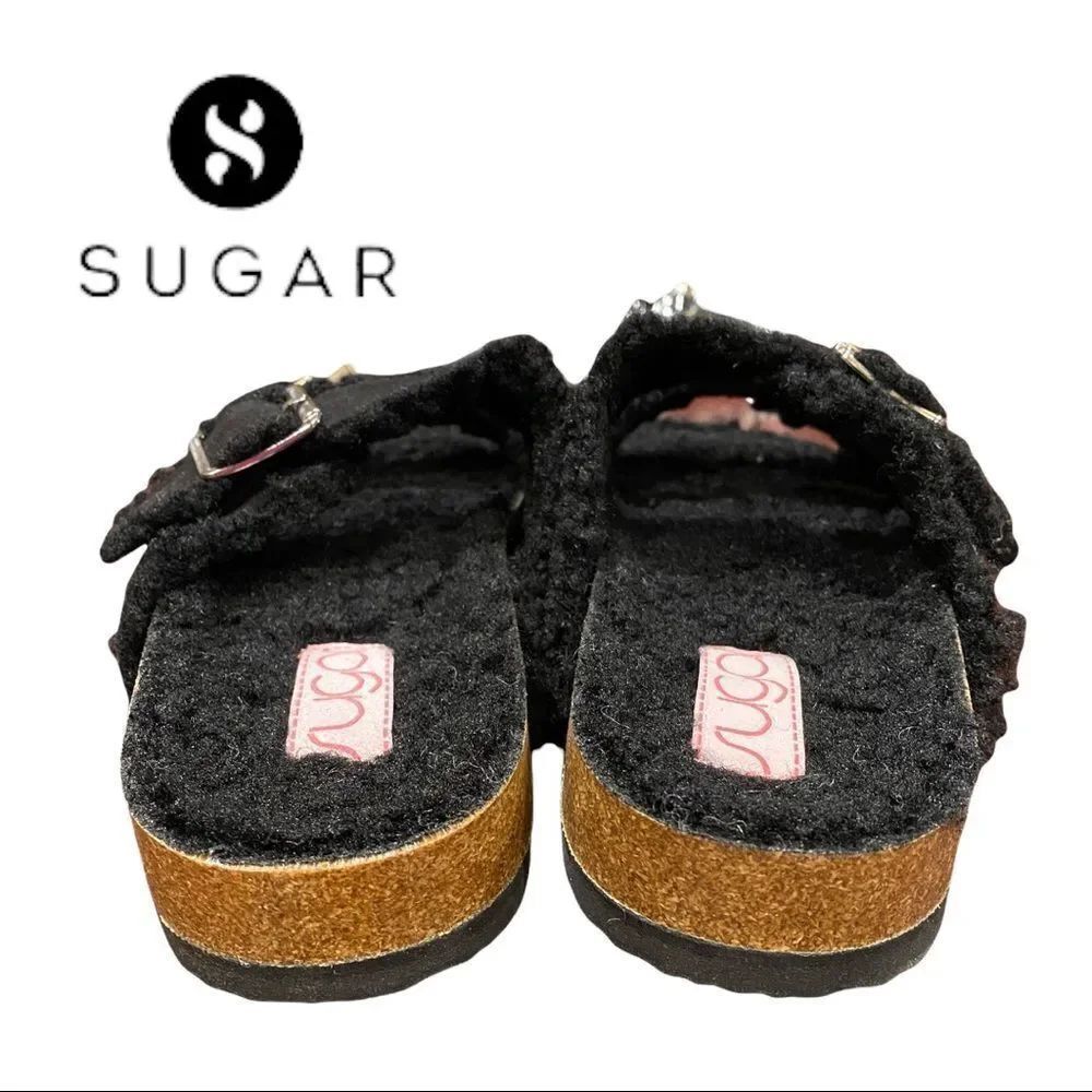 NEW Sugar Xola Double Buckle Black Slide Sandals 6 - Picture 3 of 4